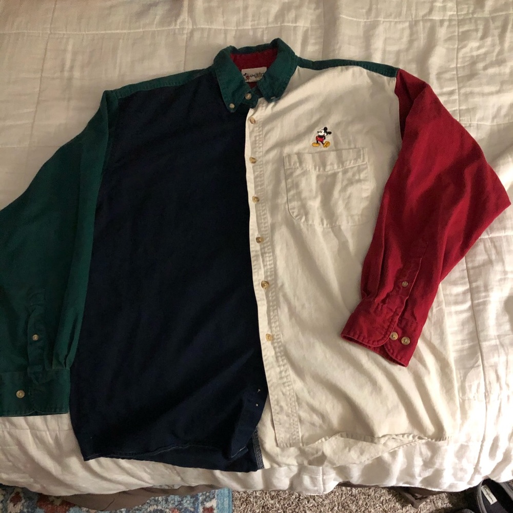 Vintage Disney World Embroidered Button Up